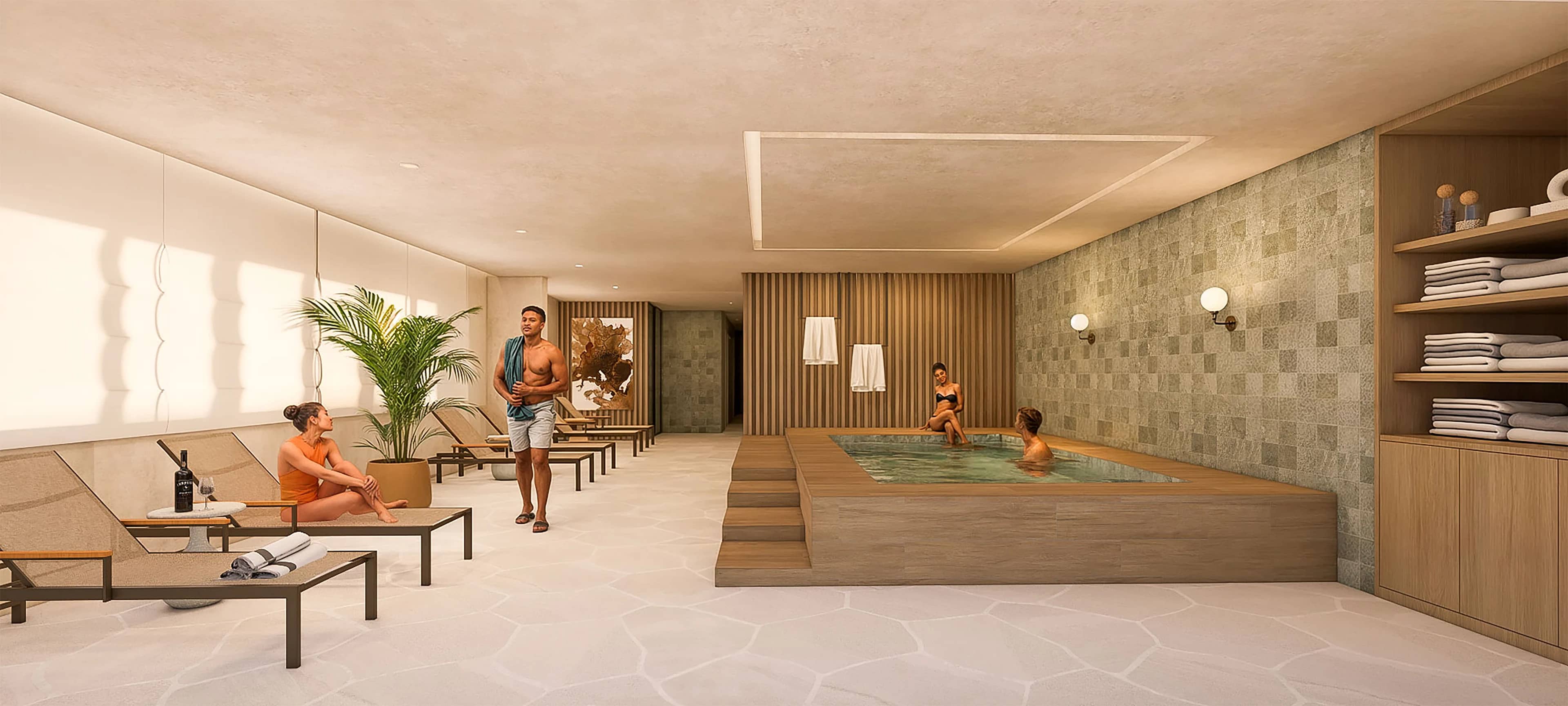 Spa do Altus com piscina aquecida interna e espreguiçadeiras