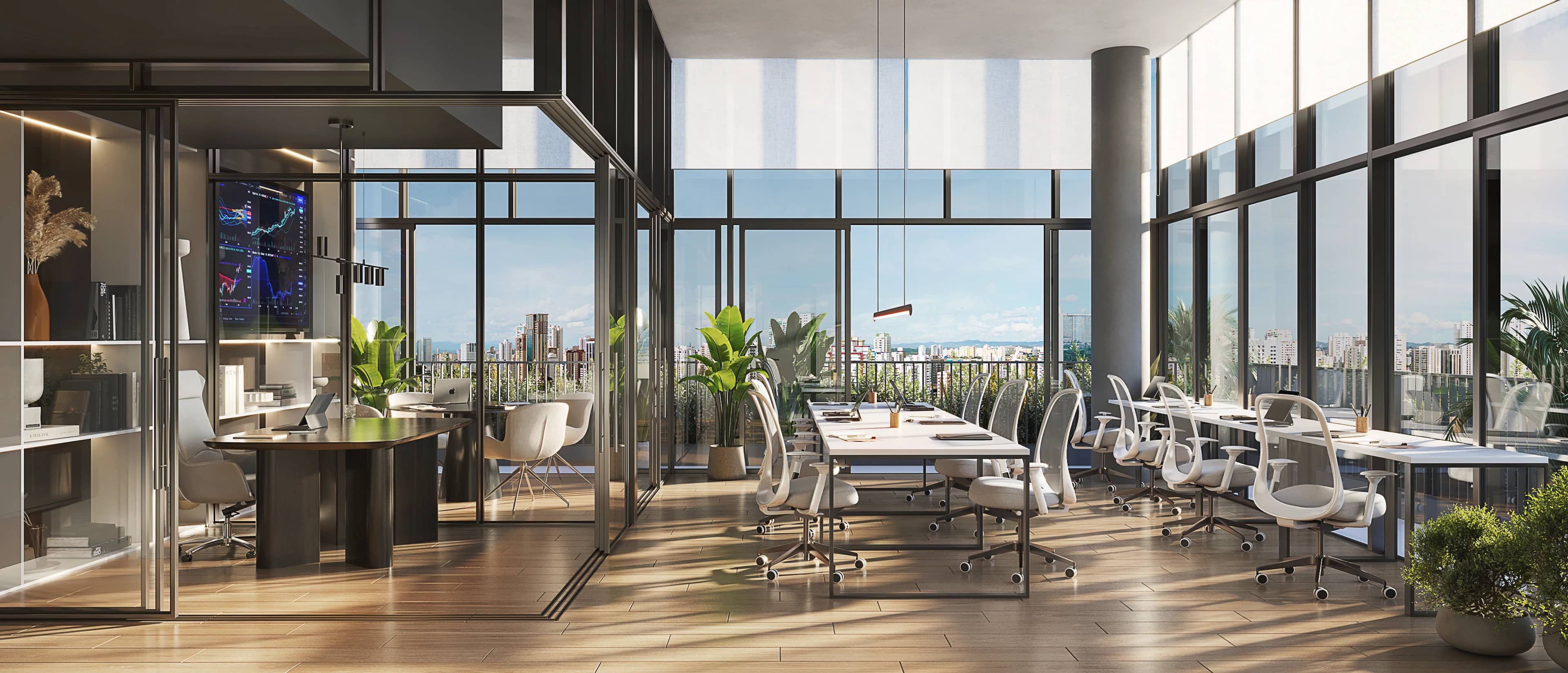 Sala comercial de 87 m² com balcão no Martim, com estações de trabalho